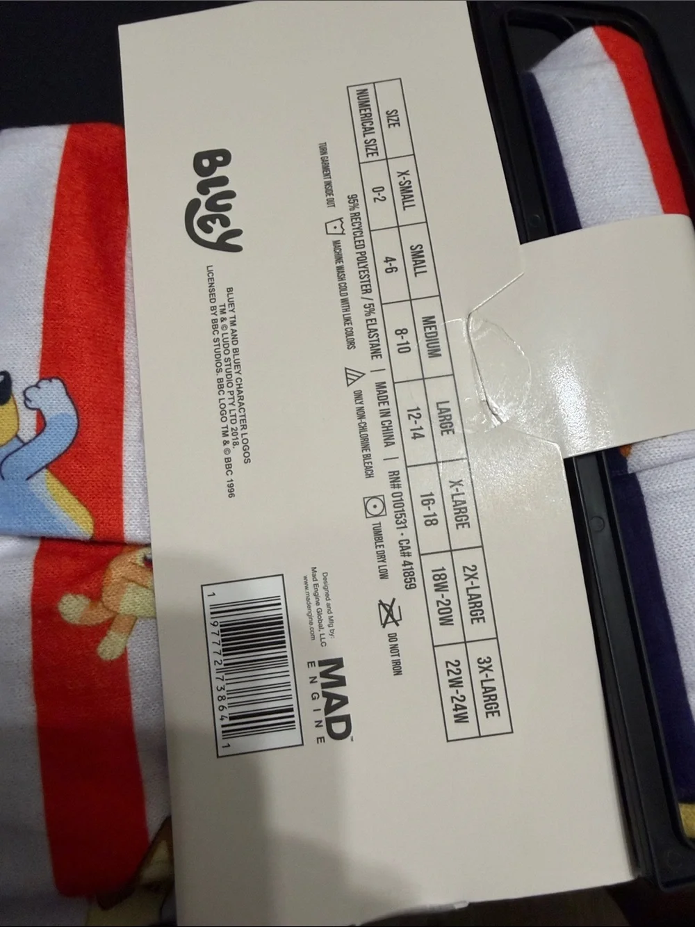 Bluey Kids Pajama Bottoms in Red, White & Navy Stripe with Character Print